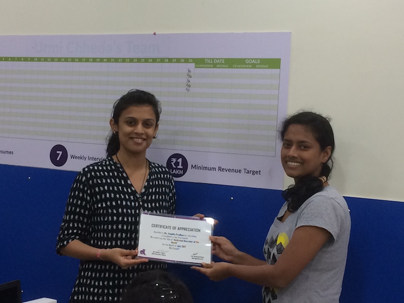 Snigdha Pradhan – Recruiter Of The Month, July 2017 | Talent Corner HR ...